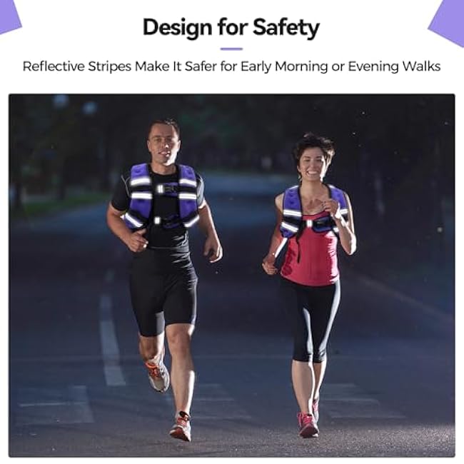 10LBS Weighted Vest for Women & Men with Reflective Stripe and Adjustable Buckle, Comfortable & Durable Rucking Vest for Walking, Running & Strength Training, purple