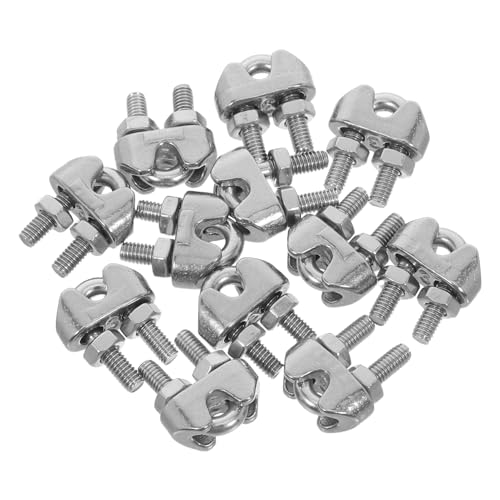Healifty 12piezas Clip De Cable De Acero Inoxidable Abrazadera De Sillín Perno u Abrazadera Para Cable De Alta Resistencia Para Tendederos y Exteriores