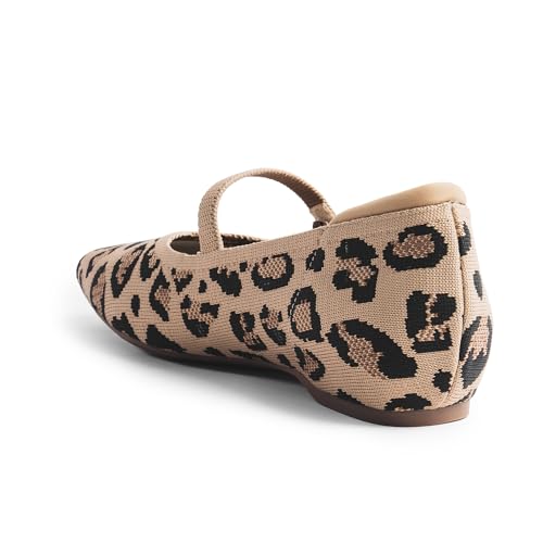 Image of Cusolemore Mary Jane Flat Shoes for Women with Arch Support and Concealed Low Wedge Heel, Comfortable Women Square Toe Ballet Flats Knit Dress Shoes