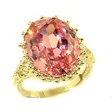 Grosse Pierre Magnifique Bague Saphir rose de synthese Or jaune (9 carats) - Pierres Luxueuses - Style Victorien-Taille 58 -Tailles 50 à 64