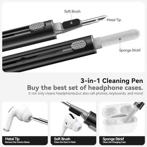 Image of Ljusmicker for AirPods Pro 3 Case 2025 with Cleaner Kit,Black | Soft Silicone Protective Cover for Apple AirPod Pro 3rd Generation Case with Keychain for Women Men,Shockproof