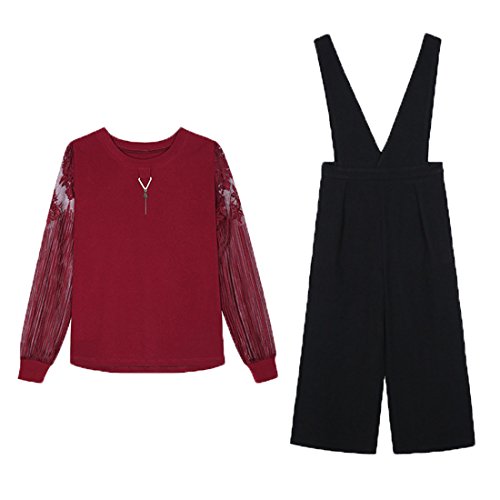 hzff.Autumn fashion, fashion, temperament, suit, suspenders, pants,black,M?Skirt Top Sets