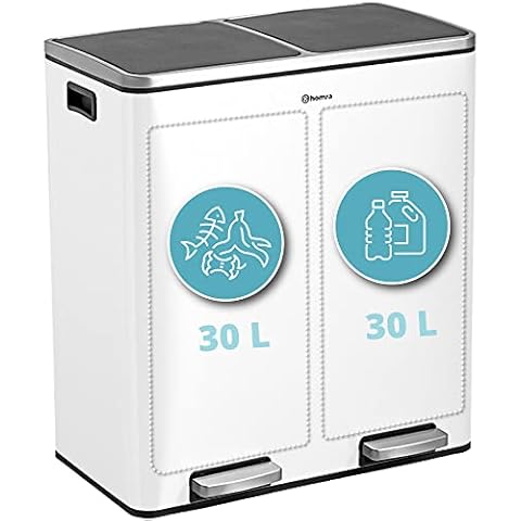 Homra Quickx Treteimer 2 x 30 Liter | Mülltrennsystem 60 Liter | Softclose | Doppelter Recyclingeimer Cover