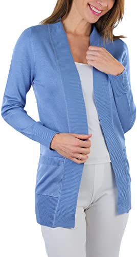 Image of ToBeInStyle Women's Long Sleeve Rib Banded Open Sweater Cardigan