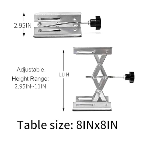 Image of Stainless Steel Lab Jack Scissor Stand Platform, Lab Lift Stand Table, 8 inch x 8 inch, Maximum Support Weight 30lb /14kg.
