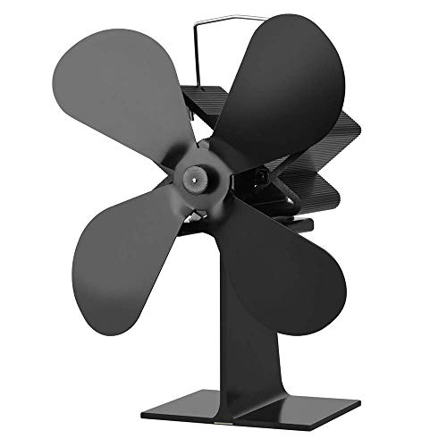 LDM Ventilador para Chimenea de Estufa Ventilador de Chimenea de 4 aspas Alimentado por Calor Ventilador ecológico para Quemador de leña Distribución eficiente del Calor para el hogar silencioso 5 t
