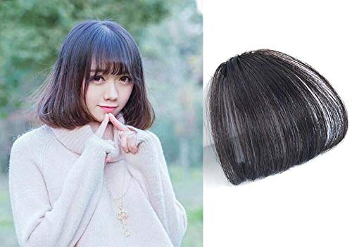 9A 100% Malaysian Virgin Clip in Bangs Human Hair Extensions Flat/Fringe Bangs with Temple LIght and Soft Hand Tied Fashion Hair Extensions for Girls (Clip in Bangs, 2/Dark Brwon)