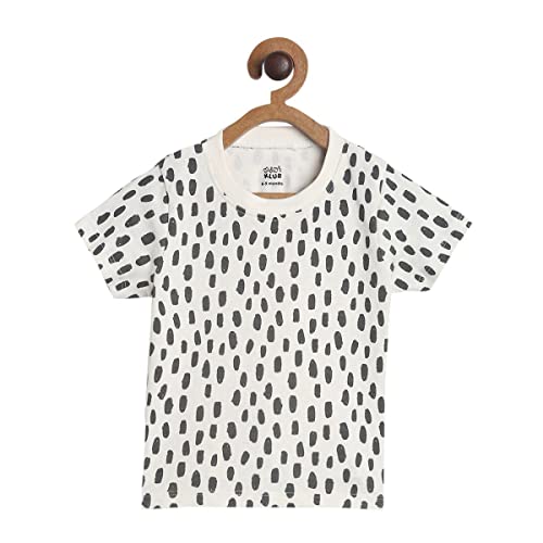 Image of miniklub Boys Black & White Printed T-Shirt With Dungaree