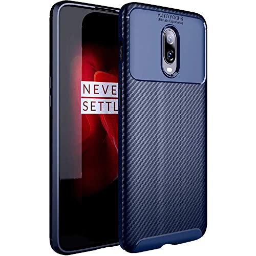 TheGiftKart Rugged Carbon Fibre Armor Back Cover Case for OnePlus 6T / OnePlus 7 (TPU | Blue)- Best and cheap mobile covers in India