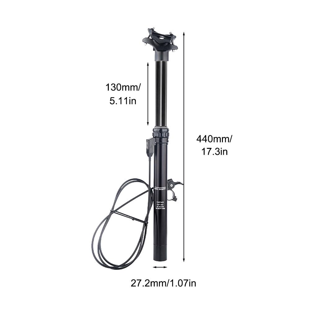 Hydraulisch Sattelstütze, 27,2 x 440 mm Remote Dropper Fahrradsattelstütze, Höhenverstellbares Hydraulisches Sattelrohr für Mountainbike