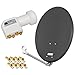 Produktbild HD Digital SAT Anlage 60cm ALU Spiegel Schüssel Anthrazit + Quad LNB 4 Teilnehmer zum Empfang von DVB-S/S2 Full HD 3D 4K Ultra HD (UHD) Signale + Stecker Gratis dazu im Set