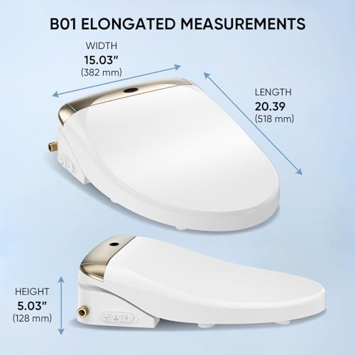 Image of LEIVI Electric Bidet Toilet Seat with Wireless Remote and Side Panel, Multiple Spray Modes, Adjustable Heated Seat, Warm Water and Air Dryer, Auto LED Nightlight, Elongated