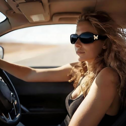 Image of HAOLOTA Women's Polarized Sunglasses - Fashionable Wraparound Butterfly Design with UV400 Protection