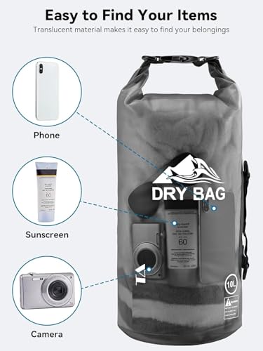 Image of 10 Liter Transparent Ocan Bag Roll Top Transparent Storage Bag Lightweight Dry for Traveling, Swimming, Kayaking, Camping, Fishing