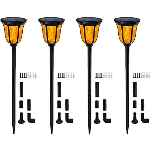 Solar Lights Outdoor Flickering Flames Solar Torches Landscape Solar Torch Light Lighting Dusk to Dawn Auto On/Off Outdoor Solar Pathway Lights for Patio Yard Deck Pool Decor 4 Packs