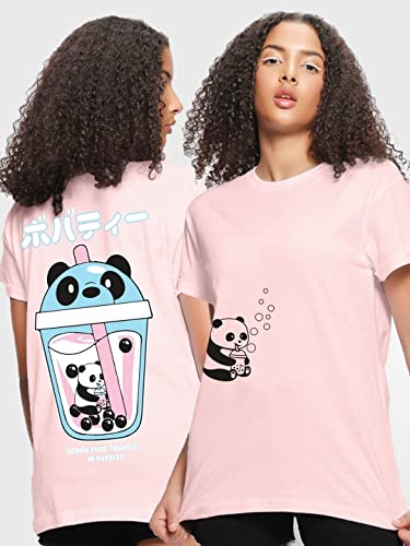 Image of Bewakoof Women's 100% Cotton Typography Boyfriend Fit Half Sleeve Round Neck T-Shirt | Casual wear | Streetwear | Oversized Tshirt for Woman Cotton| Baggy