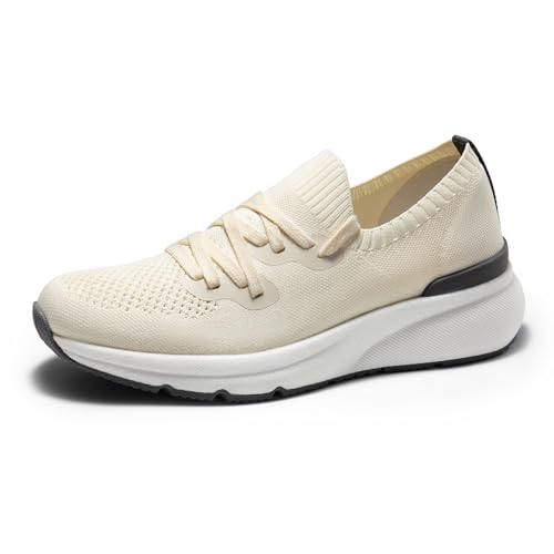 Bruno Marc Men's Casual Sneakers Slip On Breathable Walking Shoes EZFlex BreezeStepep,Size 9.5,Off-White,BMUMWA2501