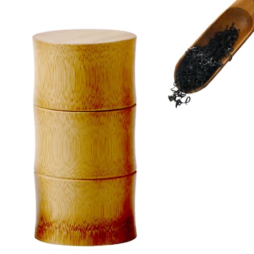 竹茶筒 ティーキャニスター 竹製 手工 お茶用 コーヒー ポータブルティーストレージタンク B