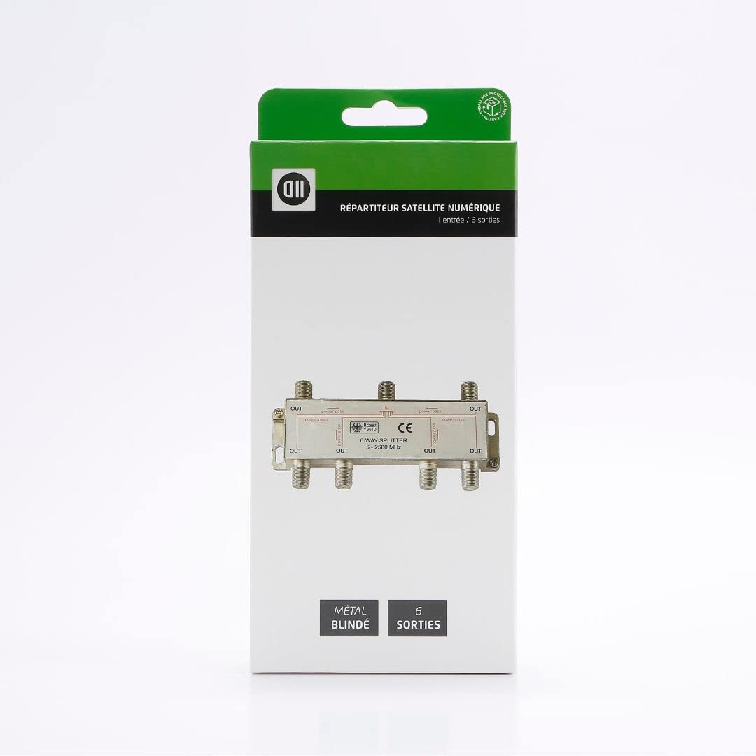 D2 Diffusion Verteiler TV/SAT 6 Ausgänge F-Stecker geschirmt Metall
