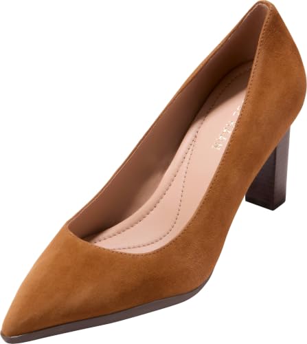 Cole Haan Women's Grand Ambition 2.0 Angelica Pumps, Tobacco Suede/Brown Stack, 7.5-B US