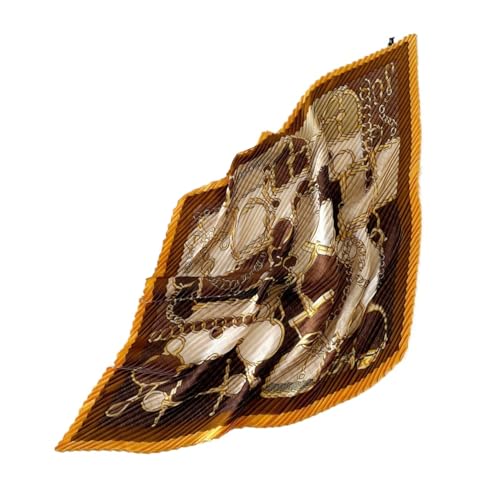 Yizelli Pleated Rhombus Neckerchief for Women Girls Fashion Polyester Head Scarf