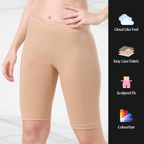 Image of TRASA Women's Cotton Fashion Biker Workout Cycling Shorts, Avialable Sizes: S,M,L,XL,2XL,3XL