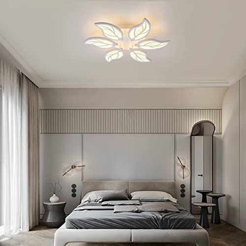 Image of RJ-60W Modern 6 Heads Ceiling Light with Dimmable Remote Control Cool White, Warm White, Natural White, Flush Mount Lighting Fixture for Living Room Children Bedroom Dining Room (2 Years Warranty)