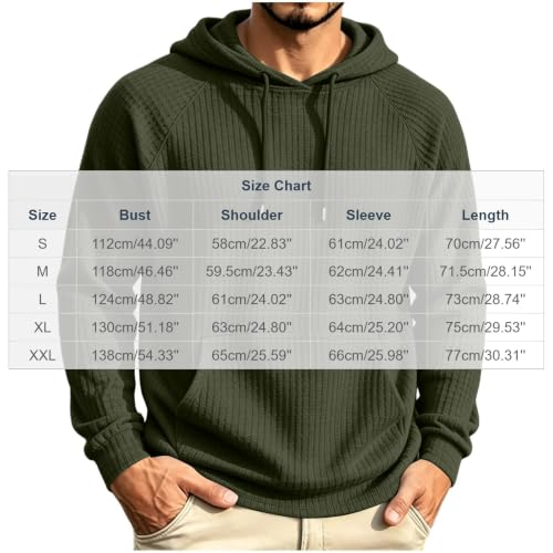 Mens Hoodies Pullover Waffle Hooded Sweatshirt with Drawstring Hood Pocket - image 5