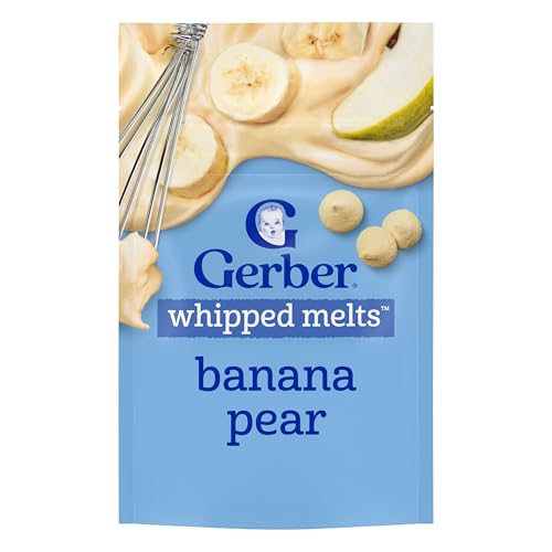 Image of Gerber Stage 3 Baby Food Snacks, Banana Pear Whipped Melts, Baby Led Feeding, 7PK