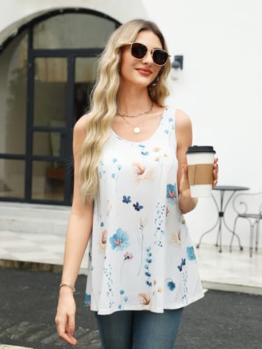 Image of Air Curvey Tank Tops for Women Build in Bra Casual Flowy Tank Pleated Loose Fit S-XXXXL