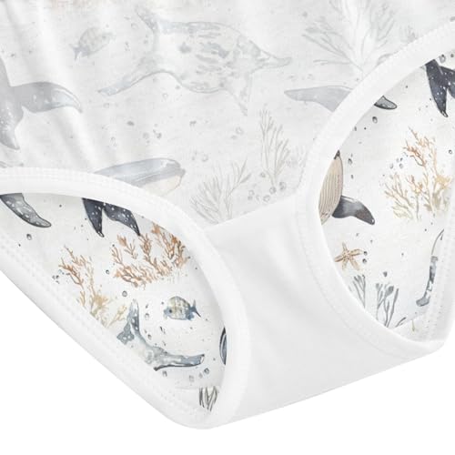ZZKKO Ocean Whales Corals Starfish Girls Underwear Toddler Panties for Girls Comfort Brief Size 2-8T4