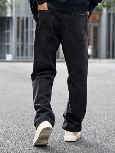 Image of dockstreet Men Baggy Denim Jeans in Pure 100% Cotton Denim || Stretchable (Jet Black) and Stretchable (Colored) Jeans || Unisex Designs||Jeans||