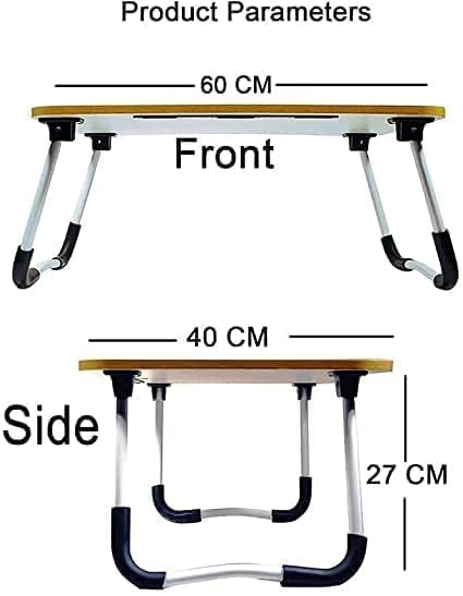 Image of Trailbrix Stylish Multi-Purpose Portable Laptop Table, Foldable Wooden Desk for Bed Tray, Laptop Table, Study Table with Mug Holder, Ergonomic, Non-Slip Legs in Bed Table (BLACK FLOWERRR)