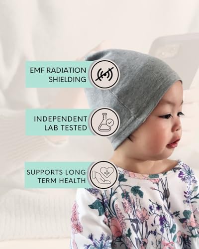 Radia Smart® 5G Blocking, Protective Baby Hat/Beanie Cap Blocking RF EMF WiFi Radiation. Age 6-18 Months. Grey2