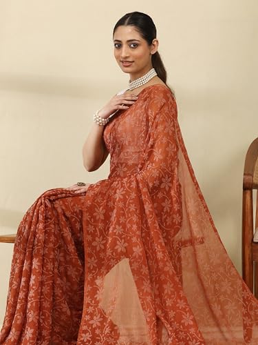 Image of Garden Vareli Lock Chiffon Floral Saree
