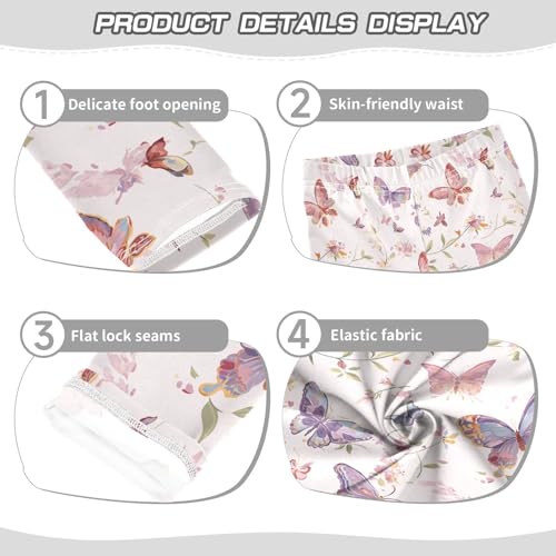 KLL Colorful Butterflies Pattern Little Girls Cotton Leggings Casual High Waisted Dance Pants Sports3