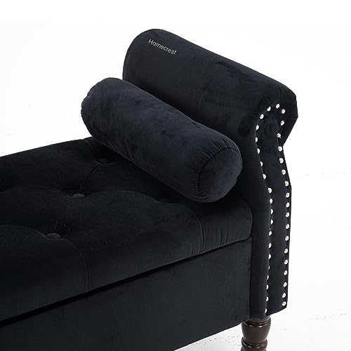 Image of Cleobury Storage Couch Bench Ottoman Bench 2 Seater Sofa Settee for livingroom badroom Office (Black)