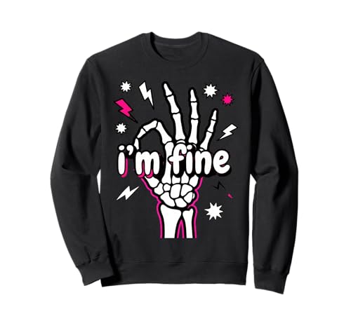I'm Fine Funny Skeleton Hand Thumbs Up Hand Sign Sarcastic �g���[�i�[