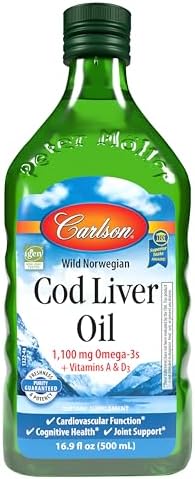 Carlson - Cod Liver Oil, 1100 mg Omega-3s, Wild-Caught Norwegian ...