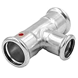 SANHA-THERM Pressfitting – Té reducido 18x15x18 mm – C-Stahl galvanizado – Perfil SA V M – Conexión compacta y estanca – Para climatización y calefacción