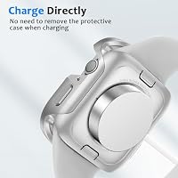 ZZDZZ 2 in 1 Hülle Kompatibel mit Apple Watch SE Series 6 Series 5 Series 4 44mm, Rundum Robuste Metall Rahmen Gehäuse Schutzhülle für iWatch 44mm - Silber – Ansicht 5