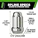DPAccessories Chrome 1/2-20 Lug Nuts for Aftermarket Wheels - Closed End Spline Tuner - 34mm (1.35