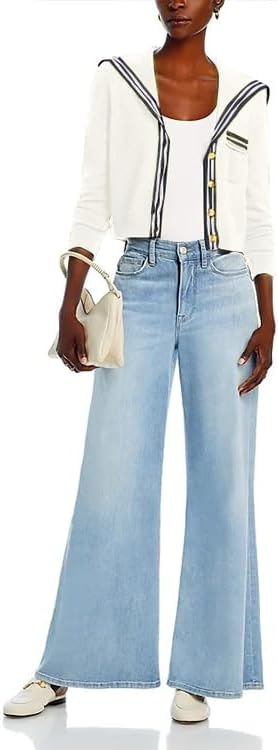 Women's V Neck Cardigan Sweaters Cropped Sailor Collar Button Up Knit Long Sleeve Open Front Coat - Image 6