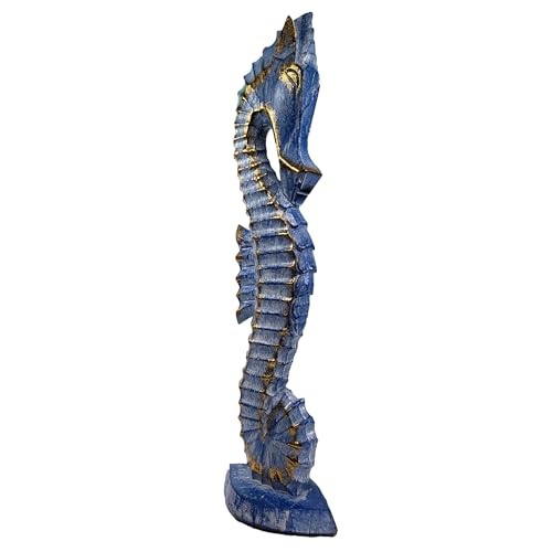 Estatua Decorativa de Caballito de Mar de Madera 20 Pulgadas miniatura 2