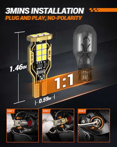 Image of SEALIGHT 921 LED Bulb Reverse Light 500% Super Bright T15 Reverse Light Bulb 3030-SMD Chipsets Canbus Error Free 906 W16W 922 912 921 LED Bulb for Backup Lights, 6000K White Pack of 2