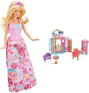 Barbie Fairytale Dress Up Bambola Con 3 Completini Da Favola Di Principessa, Sirena E Fatina, Multicolore, Dhc39 & Barbie-Ftv98 Castello Arcobaleno, Multicolore, Ftv98