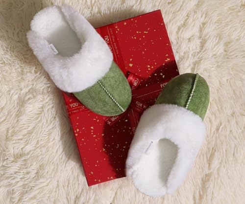 Image of KuaiLu Womens House Platform Slippers Warm Faux Suede Fuzzy Thick Cushioned Yoga Foam Shoes Ladies Slipper Home Lightweight Slip on Indoor Outdoor Non-Slip Hard Sole