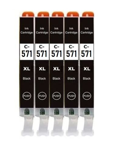 5 Cartuchos de Tinta Compatible con Canon CLI-571 XL Negro para Pixma TS5050 TS5051 TS5053 TS5055 TS6050 TS6051 TS6052 TS8050 TS8051 TS8052 TS8053 TS9050 TS9055...