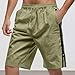 Men's Summer Fashion Baggy Beach Side Zipper Shorts Casual Solid Five Shorts (Green, L)