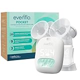 Evenflo Pocket Portable Double Electric Breast Pump, White, 20 Pumping Sessions per Charge, 9 Suction Settings, 3 Memory Presets